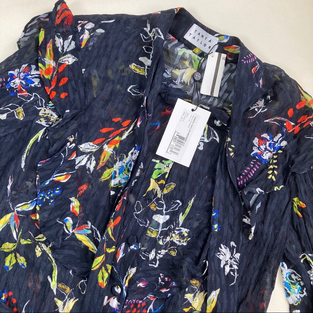 TANYA TAYLOR Layla Silk Button-Up Top - Picture 4 of 7